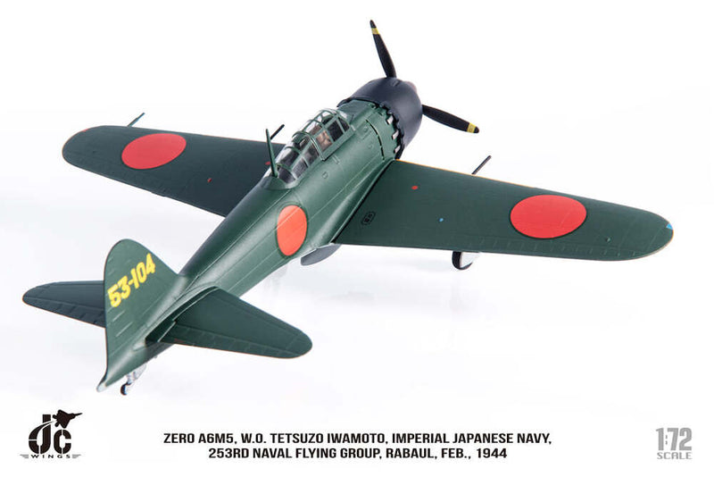 Mitsubishi A6M5 Zero Imperial Japanese Navy, 253rd Naval Flying Group, 1944 1:72 Scale Diecast Model Right Rear View