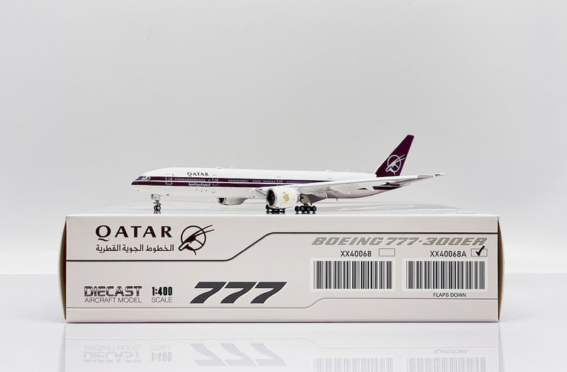 Boeing 777-300ER Qatar Airways “Retro Livery” (A7-BAC) Flaps Down, 1:400 Scale Diecast Model With Box