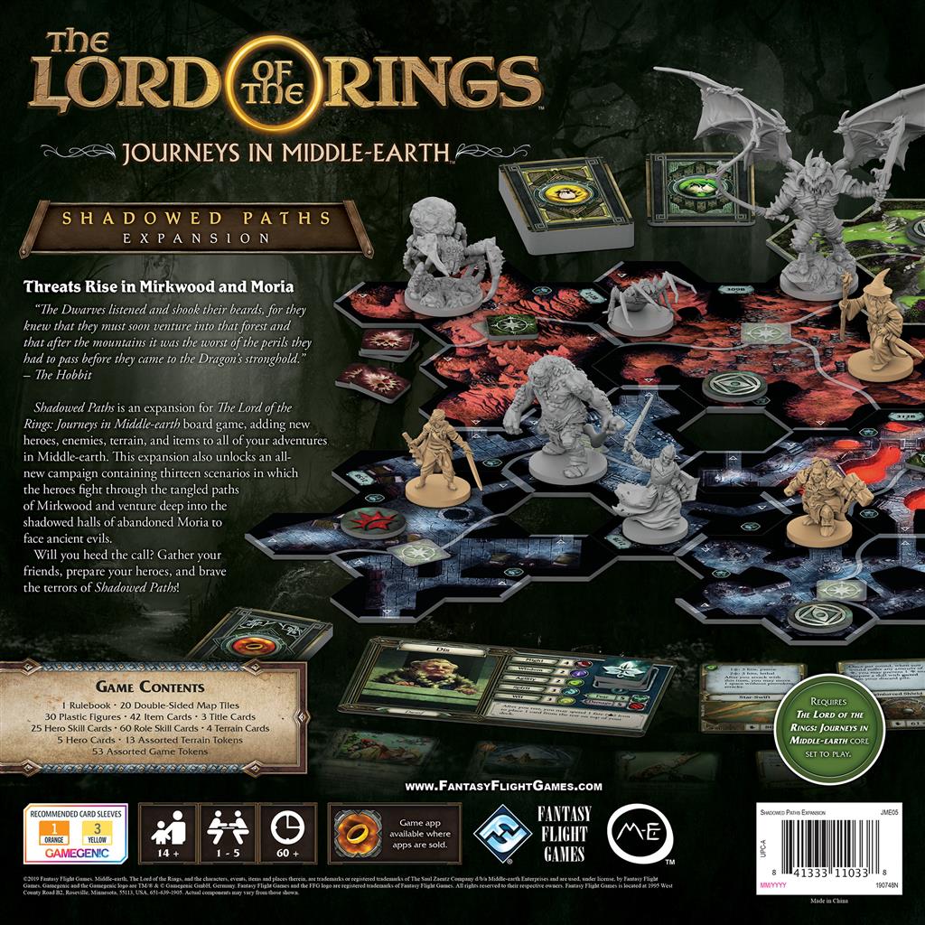 The Lord of the Rings Journeys in Middle-Earth: Shadowed Paths Back of Box