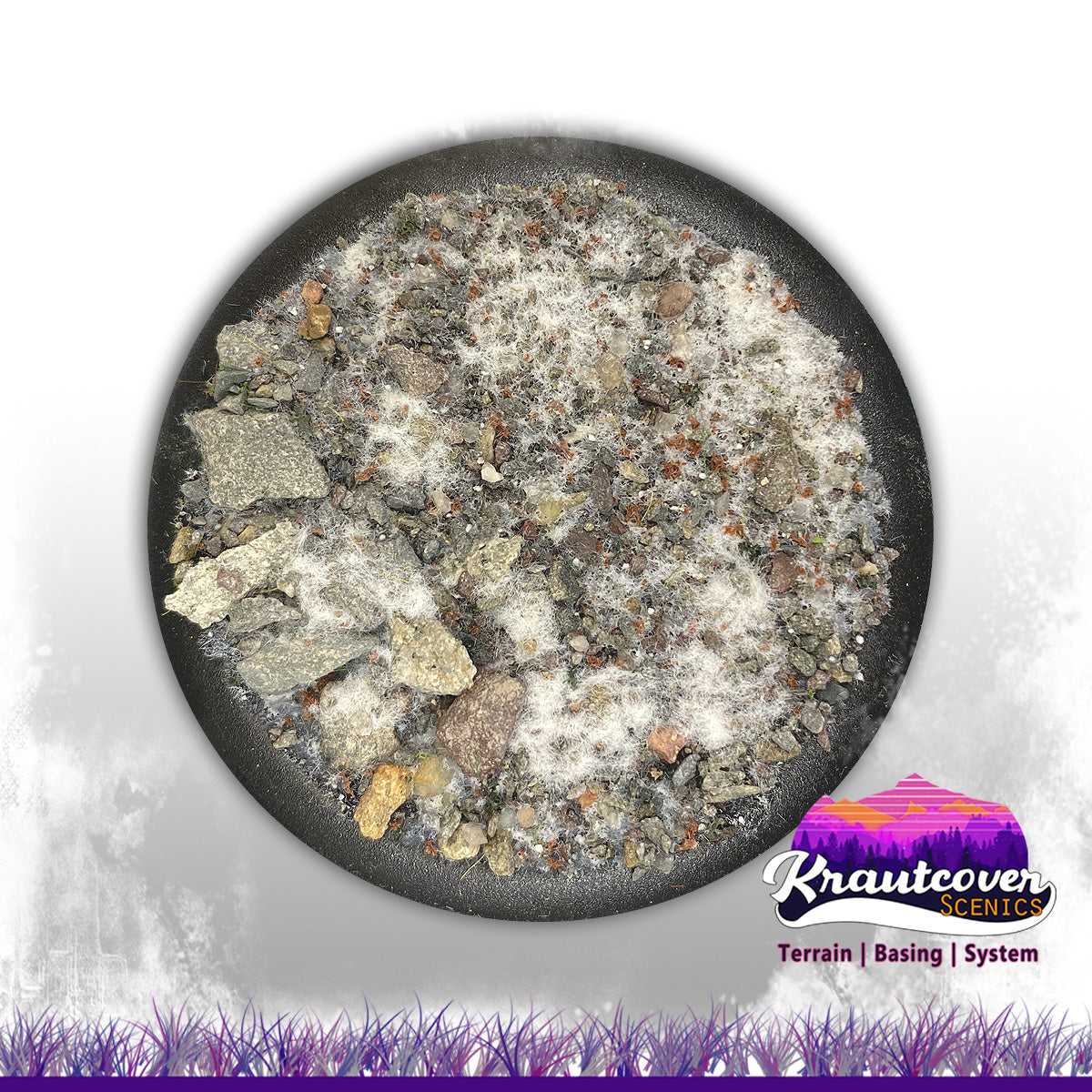 Realistic 28mm Miniature Base Created Using Krautcover Snowy Highland Pass