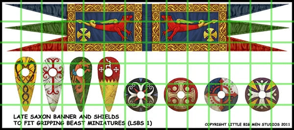 Little Big Men Studios 28mm Late Saxon dragon banner and shield transfers sheet for Gripping Beast miniatures