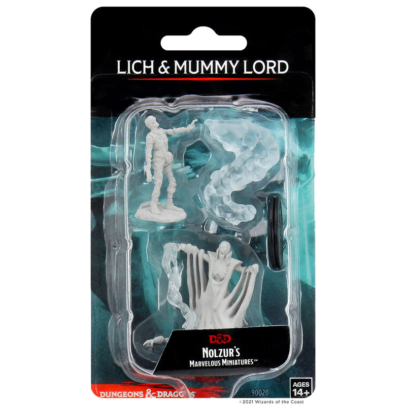 D&D Nolzur’s Marvelous Unpainted Miniatures: Lich & Mummy Lord Front of Package