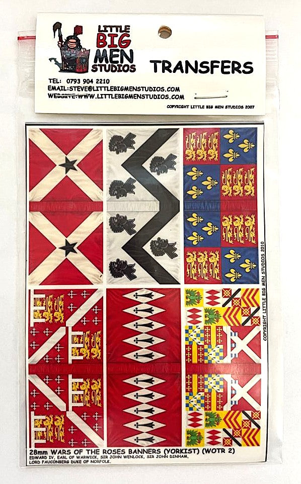 Little Big Men Studios 28mm Wars of the Roses Yorkist banners retail sheet packaging
