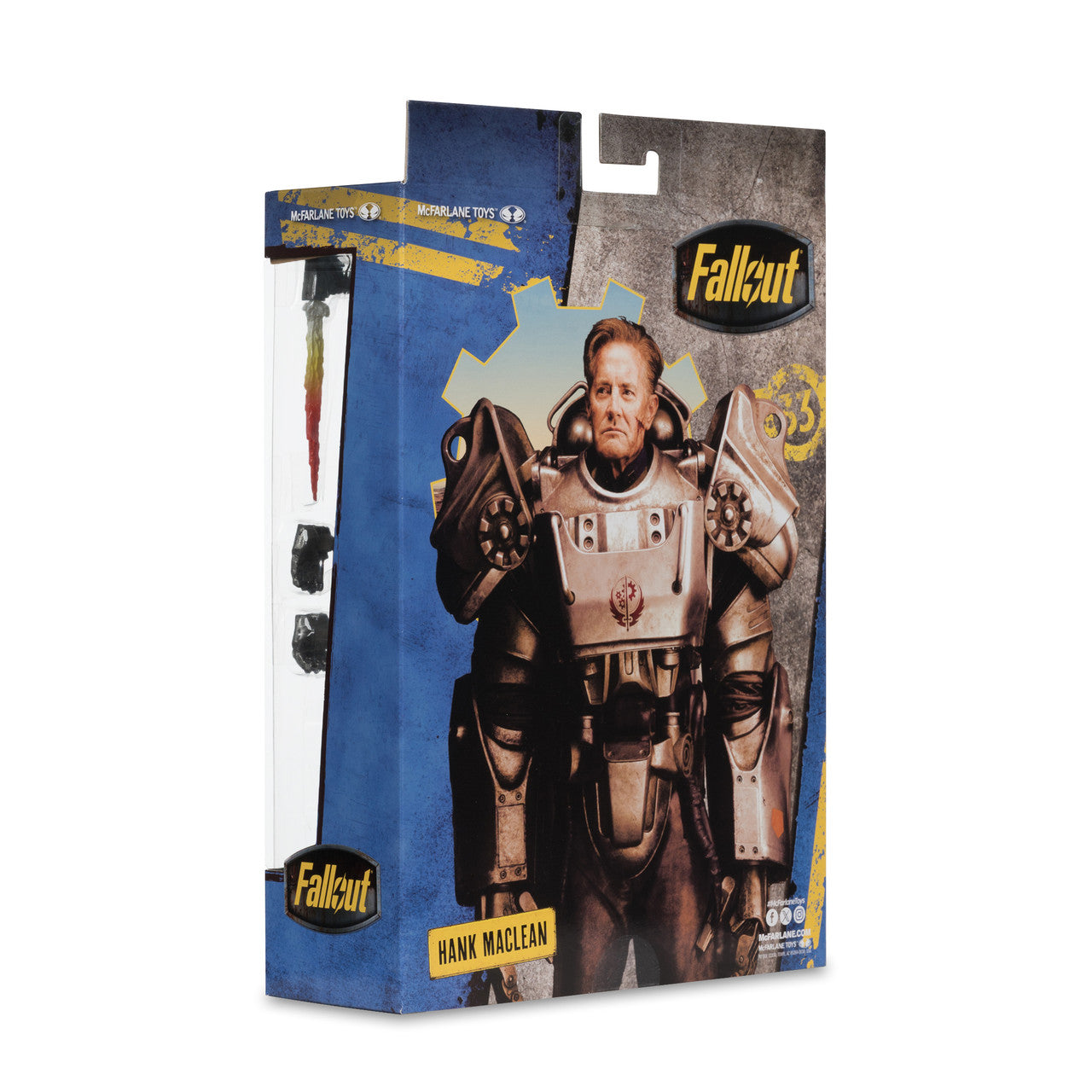 McFarlane Fallout Hank MacLean deluxe window box packaging, 7.5x11x2.75 dimensions, archival quality inventory Back View