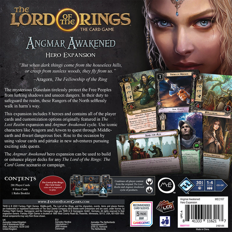 The Lord of the Rings The Card Game: Angmar Awakened Hero Expansion Back of Box