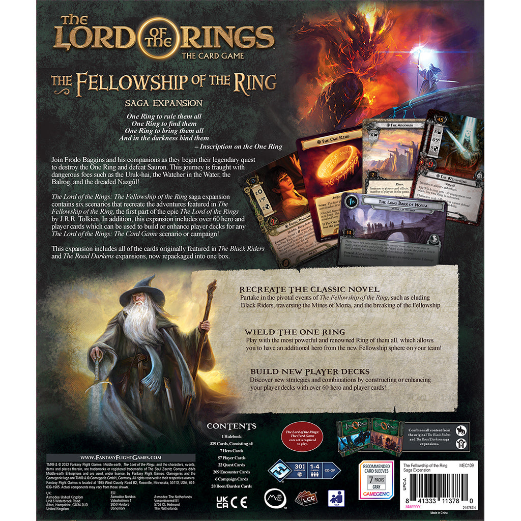 The Lord of the Rings The Card Game: The Fellowship of the Ring Saga Expansion Back of Box