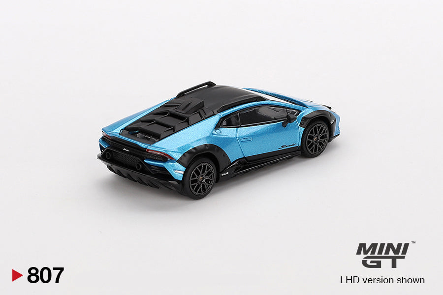 Mini GT Huracán Sterrato Rear Angle in Blu Aegir
