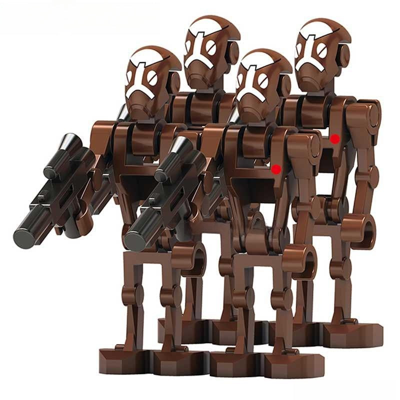 Minifigure Toys BX-Series Commando Battle Droid Captain set of 4 custom LEGO compatible minifigures with scoped blaster rifles. 