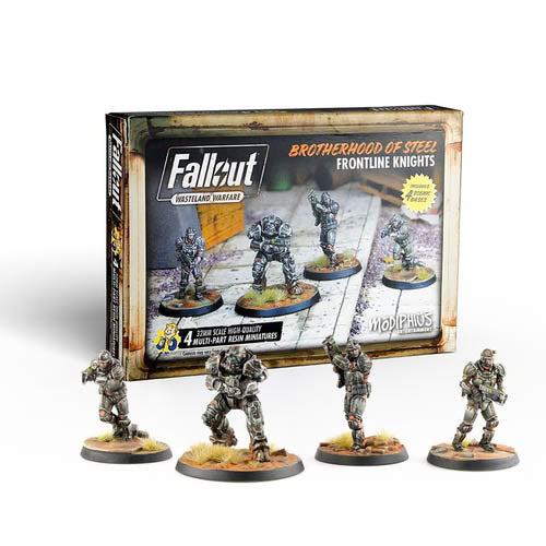 Official Modiphius retail box art for the Brotherhood of Steel Frontline Knights set