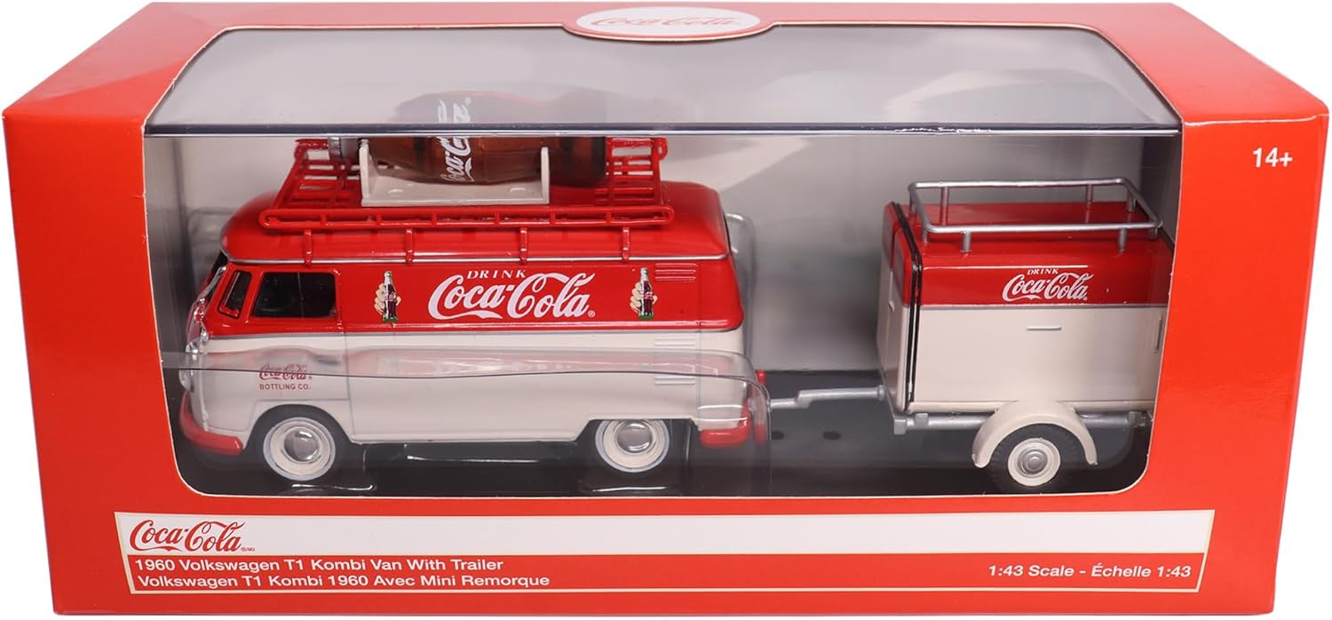 Motor City Classics Volkswagen Kombi T1 with Trailer 1:43 Scale Collectible Diecast Model Packaging