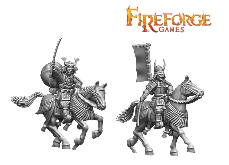 Mounted Samurai, 28mm Model Figures With Kari