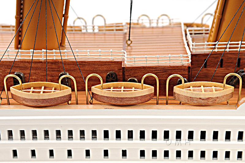 Old Modern Handicrafts RMS Titanic Medium handcrafted Wooden Model Shipo Midships Closeup