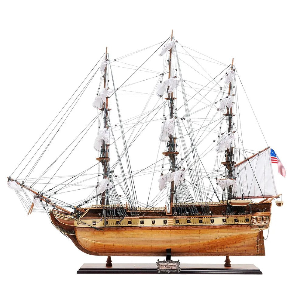 Side profile of Old Modern Handicrafts USS Constitution Admiral Line handcrafted wooden ship model