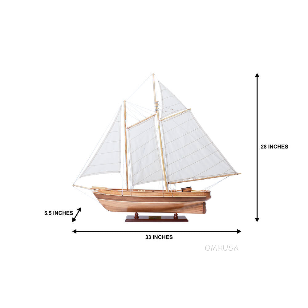 Side profile dimensions of America 1851 wooden plank-on-frame yacht model