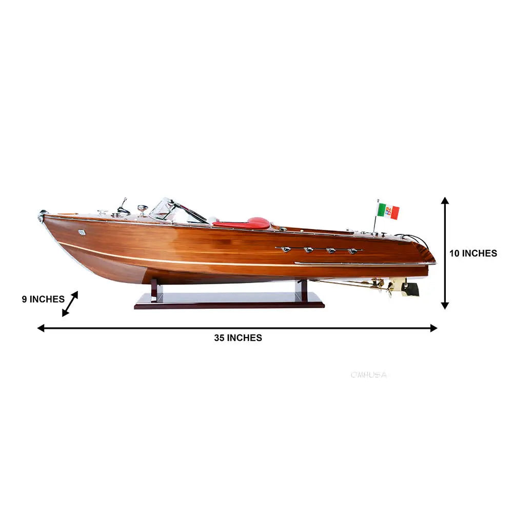 Old Modern Handicrafts Aquarama Exclusive Edition wooden speedboat model  side view dimensions