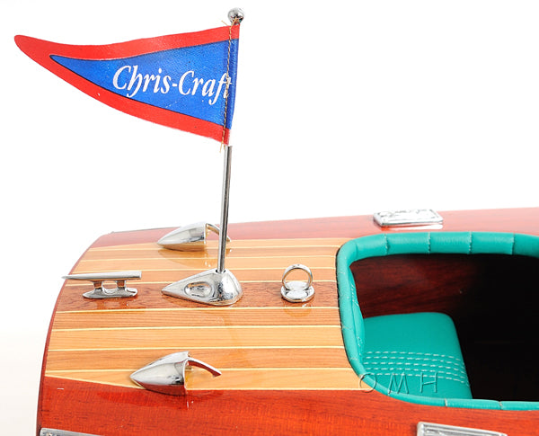 Old Modern Handicrafts Chris Craft wooden speedboat model Aft Cockpit and Transom Close UP