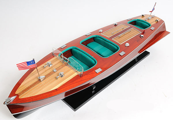 Old Modern Handicrafts Chris Craft Triple Cockpit wooden speedboat model