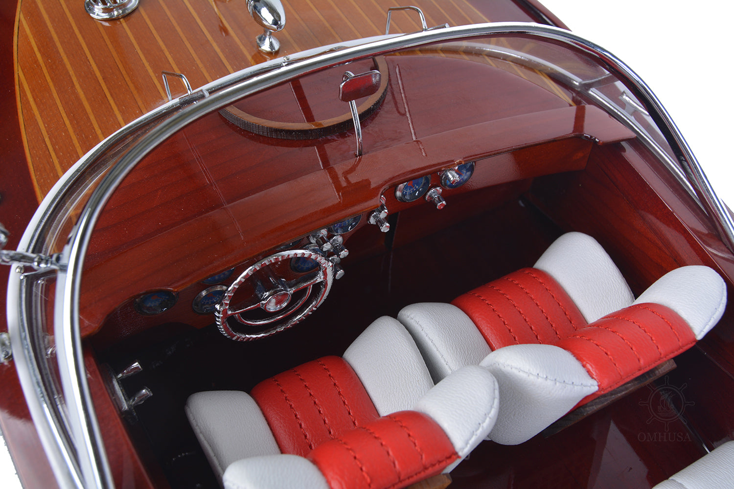 Old Modern Handicrafts Riva Aquarama Exclusive Edition RC wooden model cockpit closup view with fine detailing