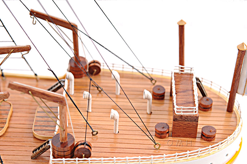 Old Modern Handicrafts RMS Titanic Medium handcrafted Wooden Model Shipo Aft Deck  Closeup