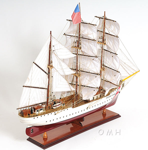 Starboard aft profile of Old Modern Handicrafts US Coast Guard Eagle wooden plank-on-frame model