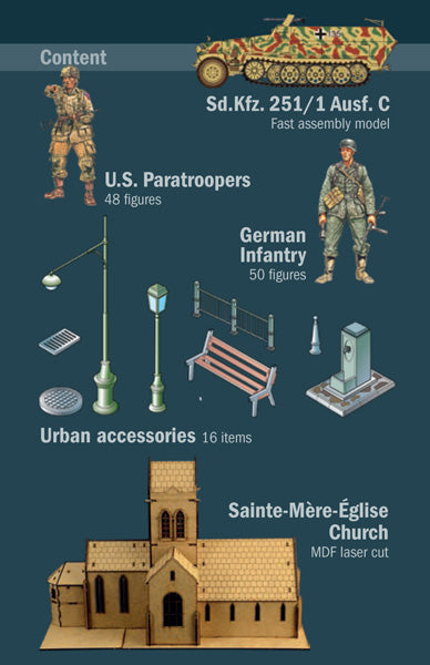 Battle of Normandy Sainte-Mère-Église 6 June 1944  1/72 Scale Plastic Battle Set Contents