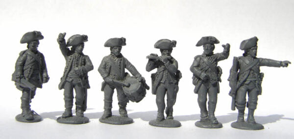 Perry Miniatures set of 6 metal infantry command figures for the American War of Independence
