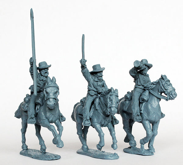Unpainted Perry Miniatures Confederate Cavalry Command mounted figures