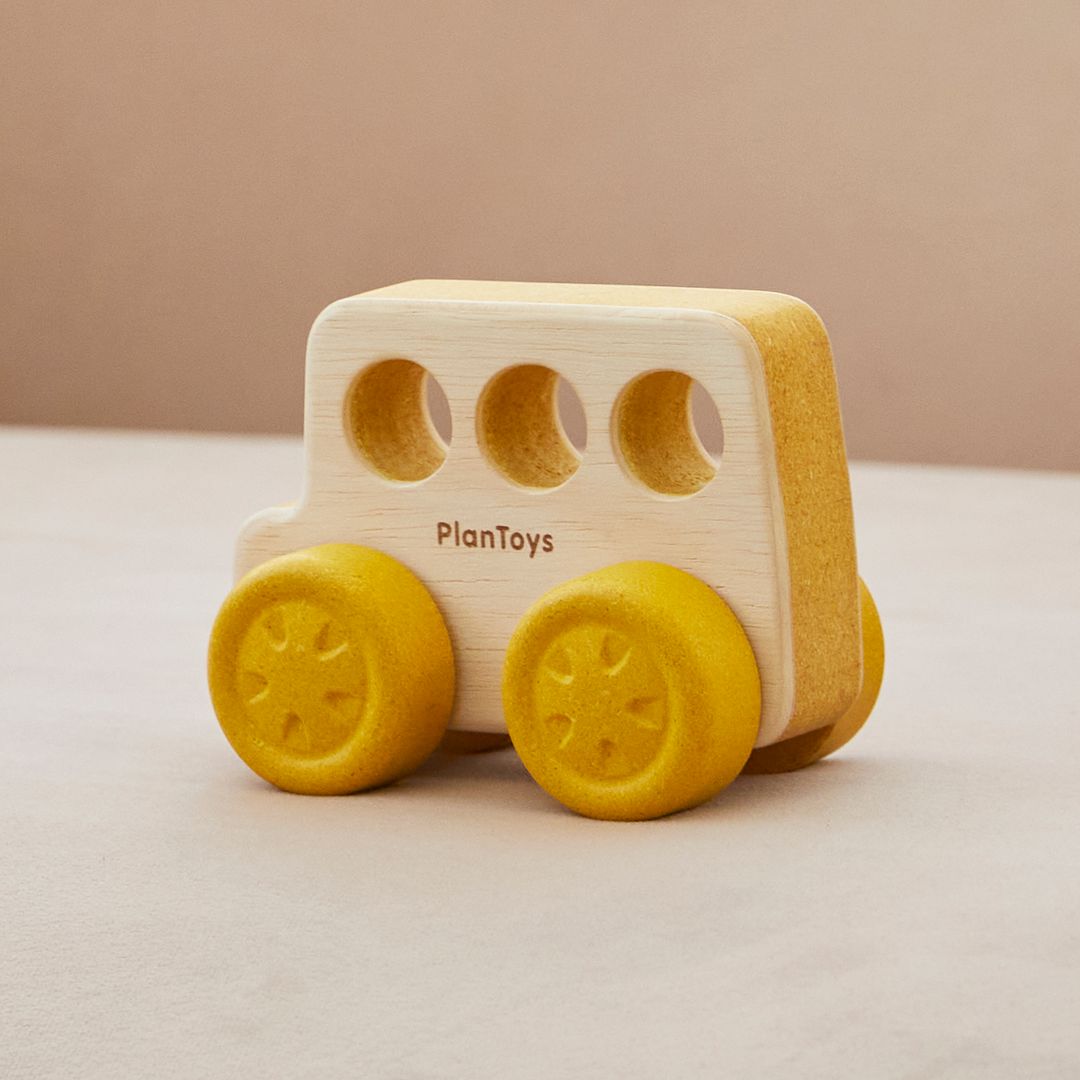 Left Rear Side profile of Timber Trail Bus made from PlanWood and rubberwood
