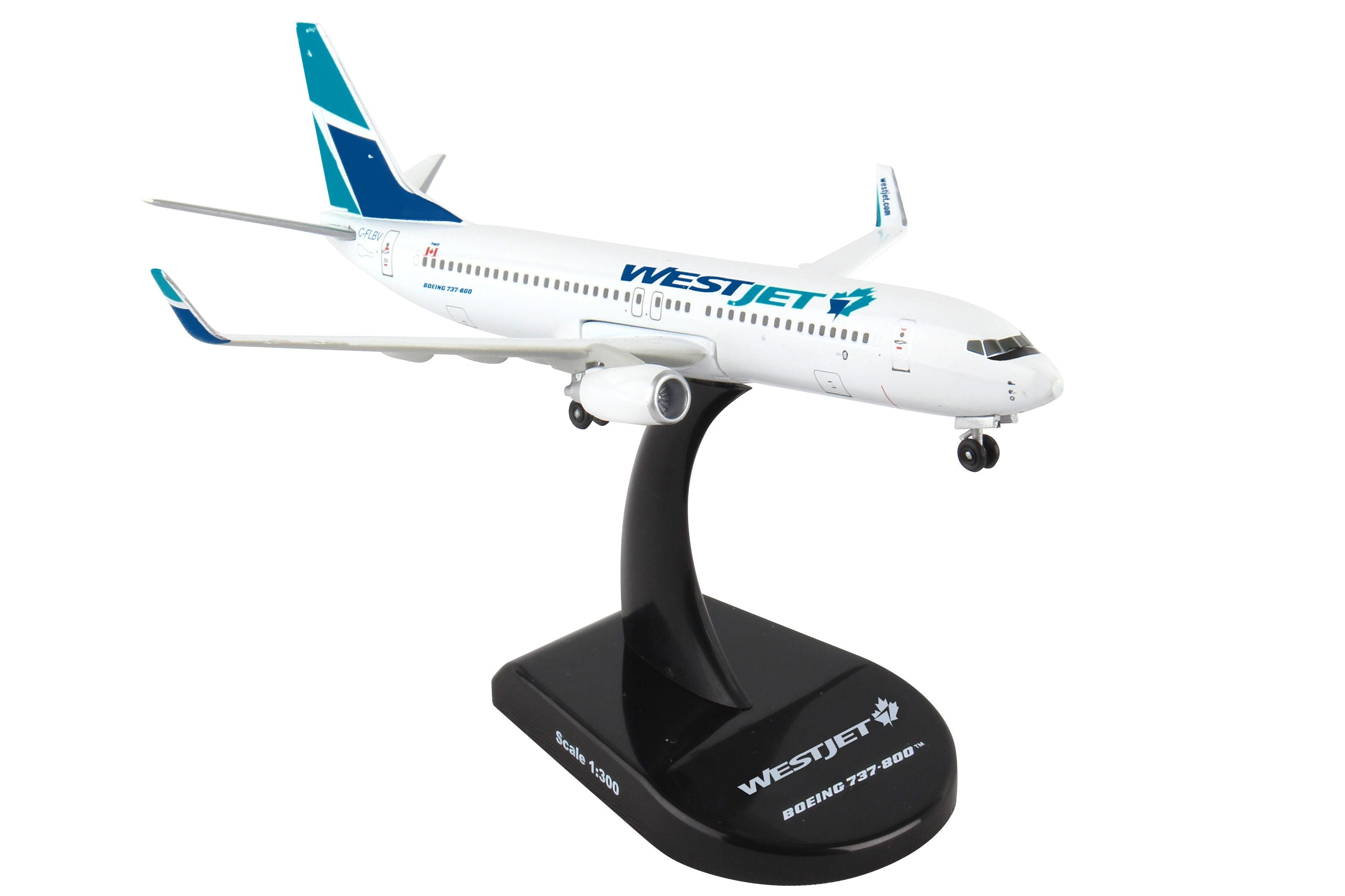 Boeing B737-800 WestJet Airways, 1/300 Scale Diecast Model Right Front View