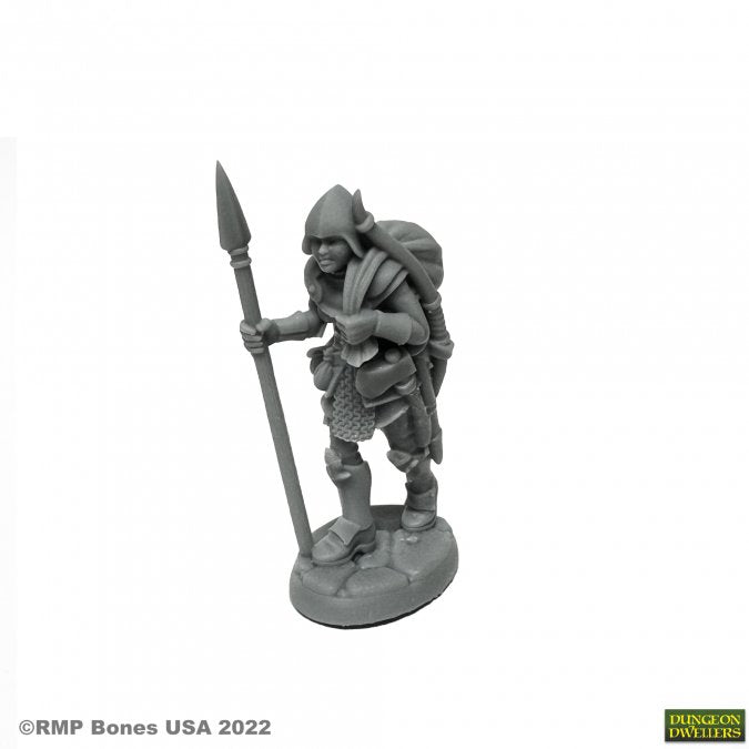 Unpainted Bones USA RMPrint grey plastic Marina Overladen Henchwoman figure on integral base. 