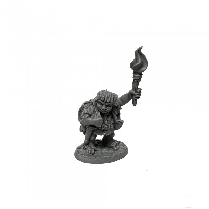 Reaper Miniatures Gus Greenweevil Halfling Henchman 28mm unpainted plastic figure front view