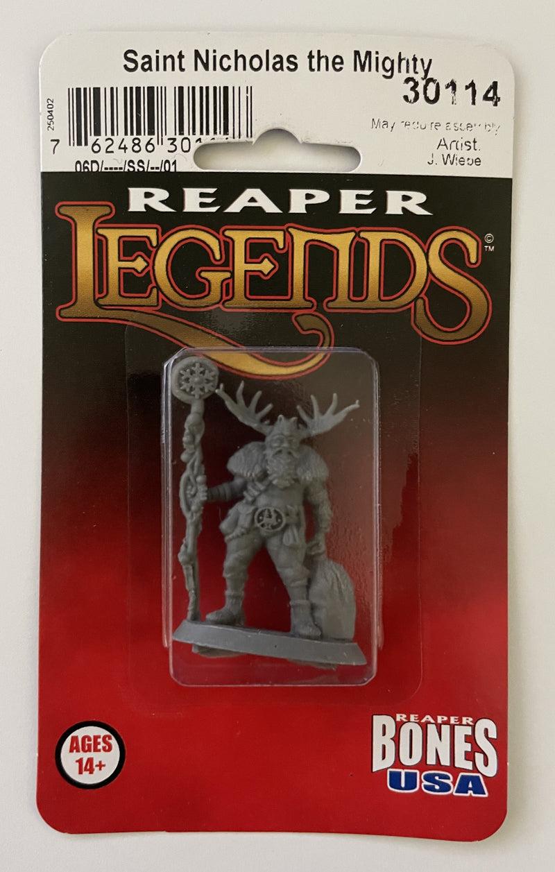 Reaper Miniatures St. Nicholas the Mighty 28mm plastic figure blister packaging