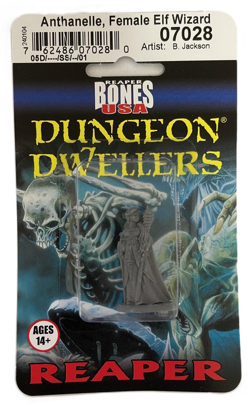 Reaper Miniatures Anthanelle Female Elf Wizard 28mm scale plastic figure blister packaging