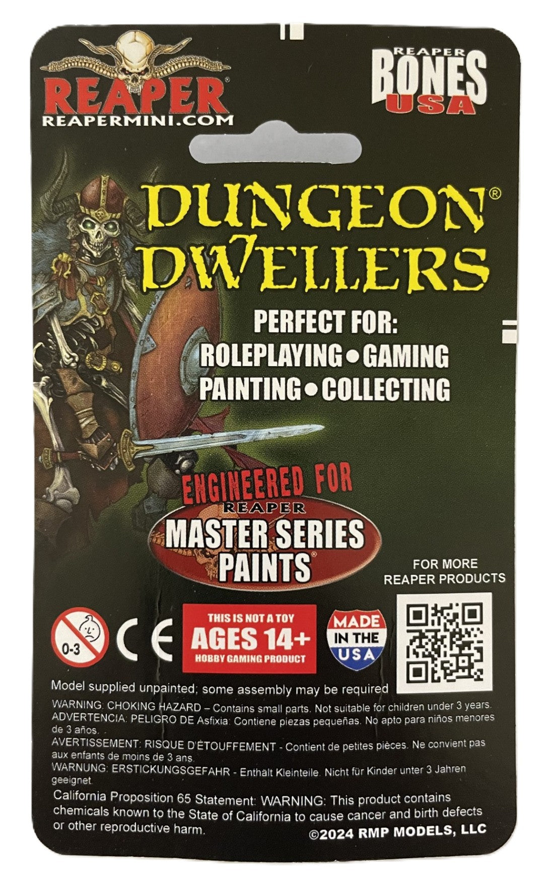Reaper Miniatures Borin Ironbow Dwarf 28mm plastic figure blister packaging Back