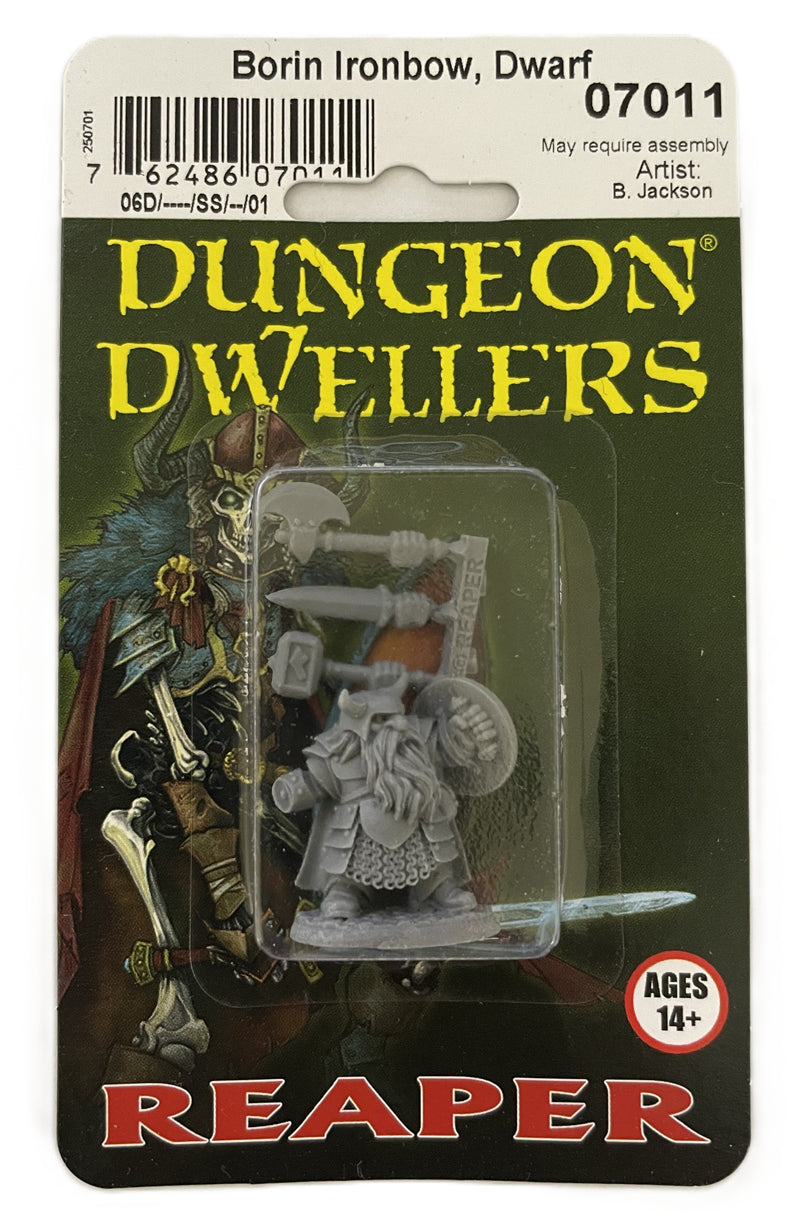 Reaper Miniatures Borin Ironbow Dwarf 28mm plastic figure blister packaging