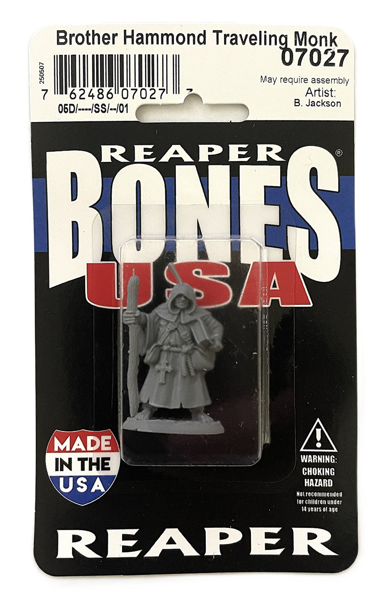 Reaper Miniatures Brother Hammond Traveling Monk 28mm plastic figure blister packaging