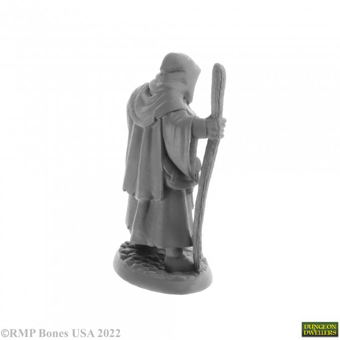 Reaper Miniatures Brother Hammond Traveling Monk 28mm unpainted plastic figure fright side view