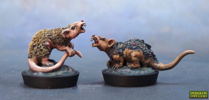 Side view Reaper Miniatures Giant Rats 28mm scale collectible fantasy miniatures
