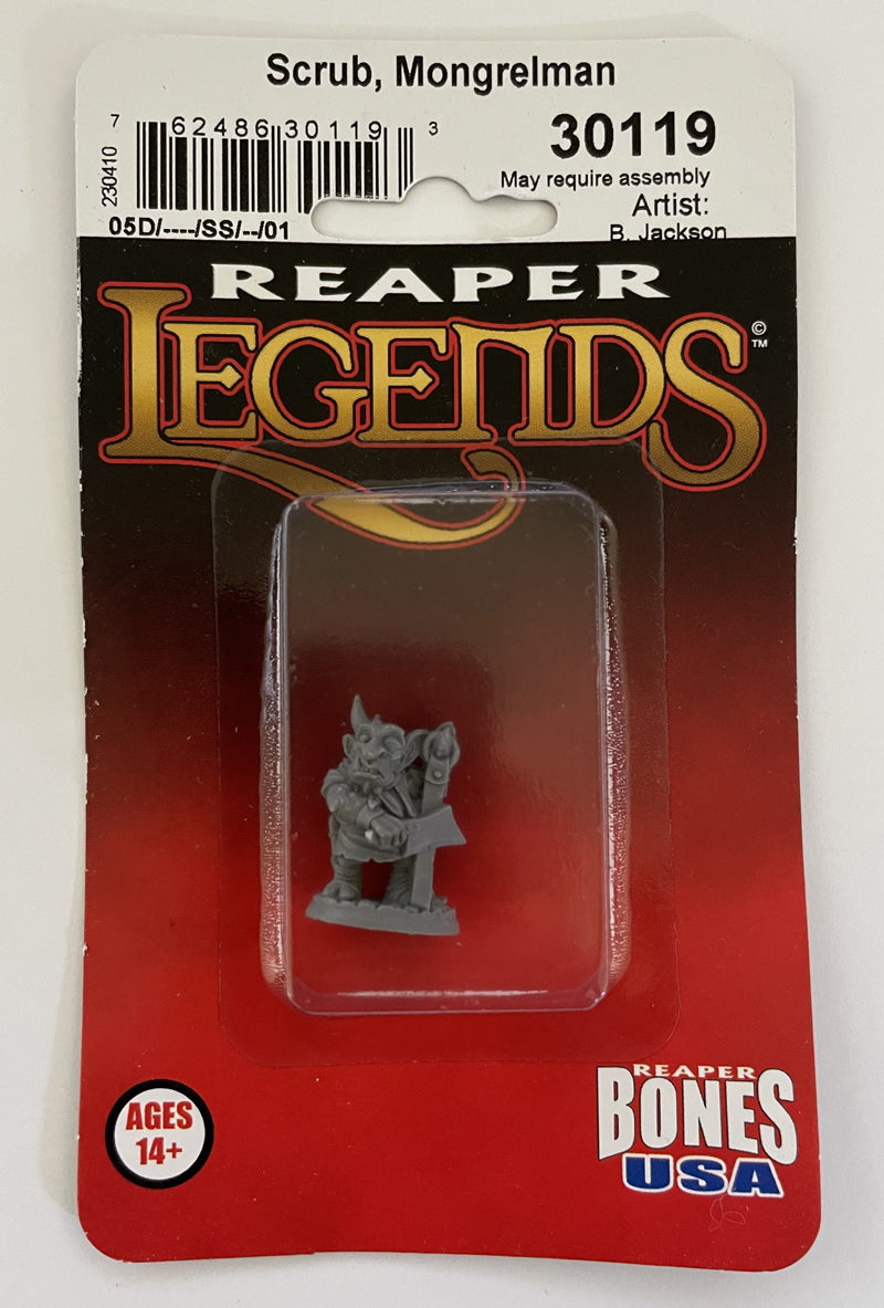 Reaper Miniatures Scrub Mongrelman Townsfolk of Brinewind 28mm plastic figure blister packaging