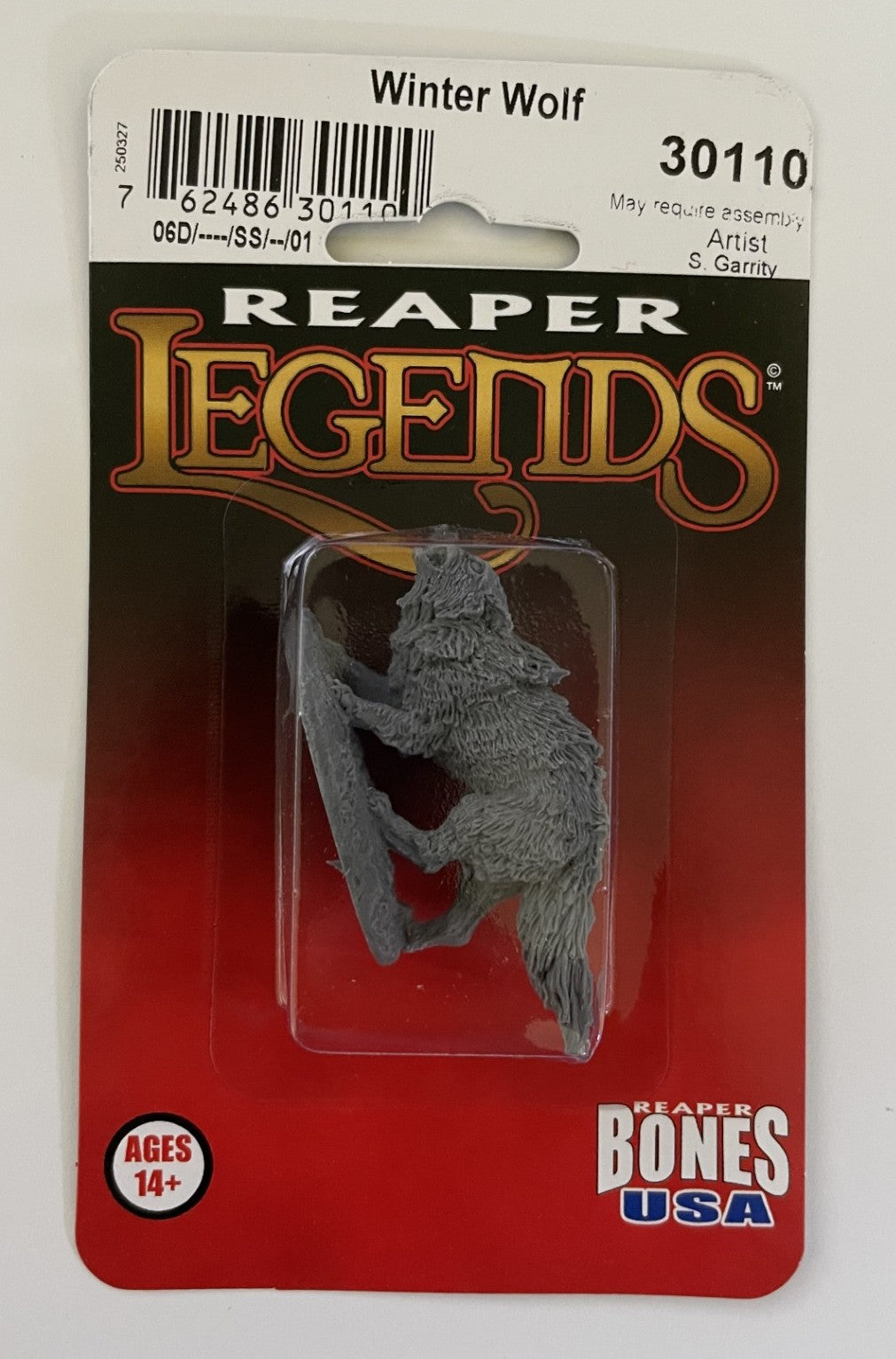Reaper Miniatures Winter Wolf 28mm plastic figure blister packaging