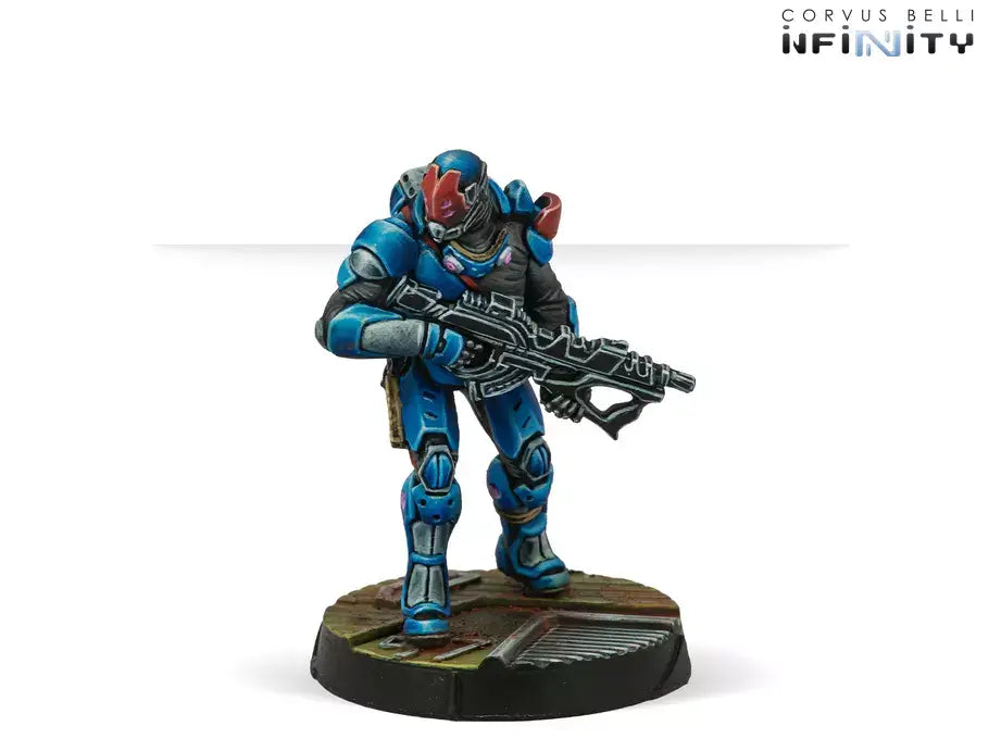 Blade Reinforcements Boarding Shotgun miniature for PanOceania faction.