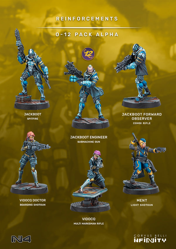 Infinity Reinforcements O-12 Pack Alpha Miniature Game Figures Contents