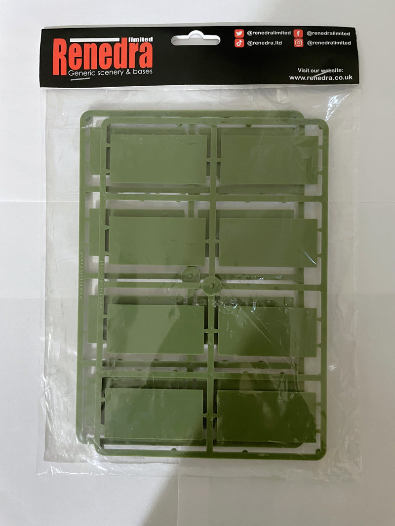 Sprue view of Renedra 60mm x 30mm green plastic bases