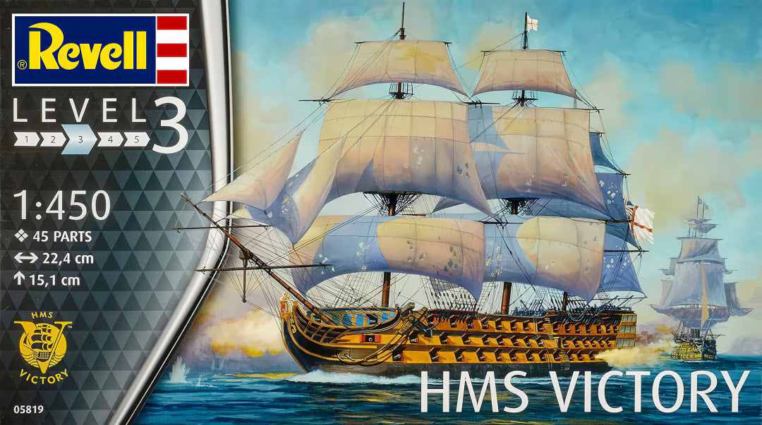 Revell Germany 1/450 scale HMS Victory Level 3 plastic model kit box art packaging.
