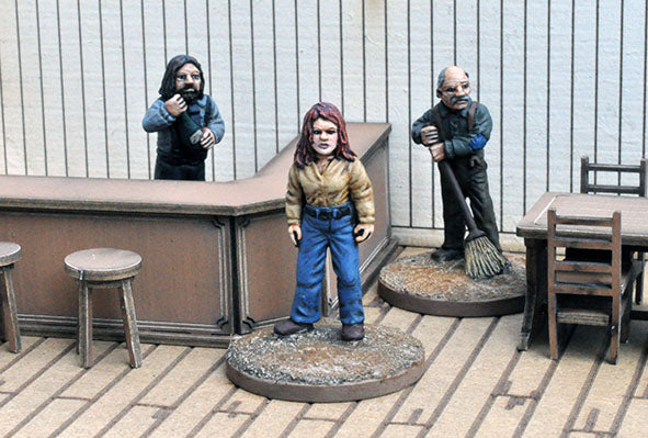 Dead Man’s Hand Rogan’s Bar Civilian Figure Set 28 mm Scale Metal Figures