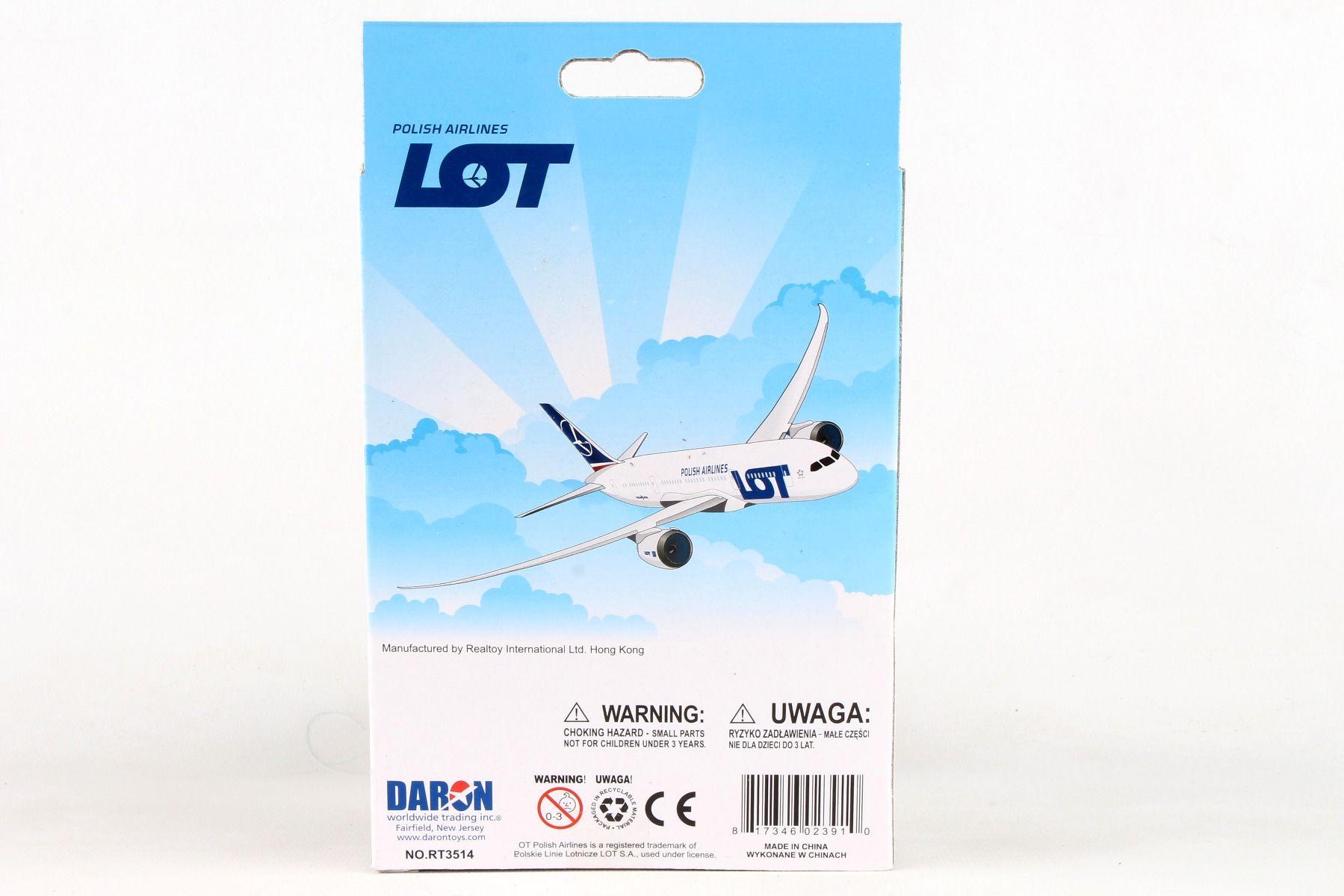 Boeing 787 Dreamliner LOT Polish Airlines Diecast Aircraft Toy Back of Box