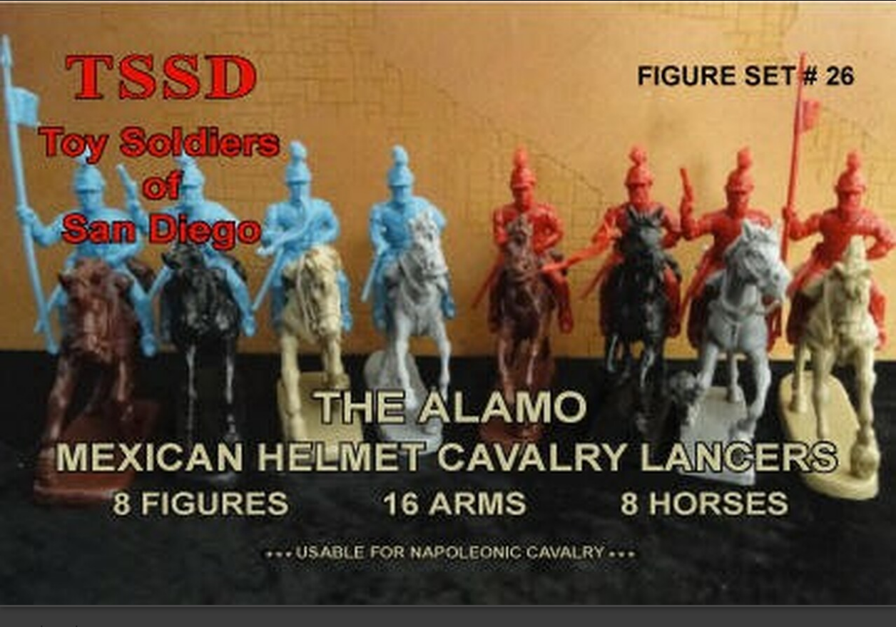 The Alamo Mexican Helmeted Cavalry Lancers, 1/32 (54 mm) Scale Plastic Figures Label