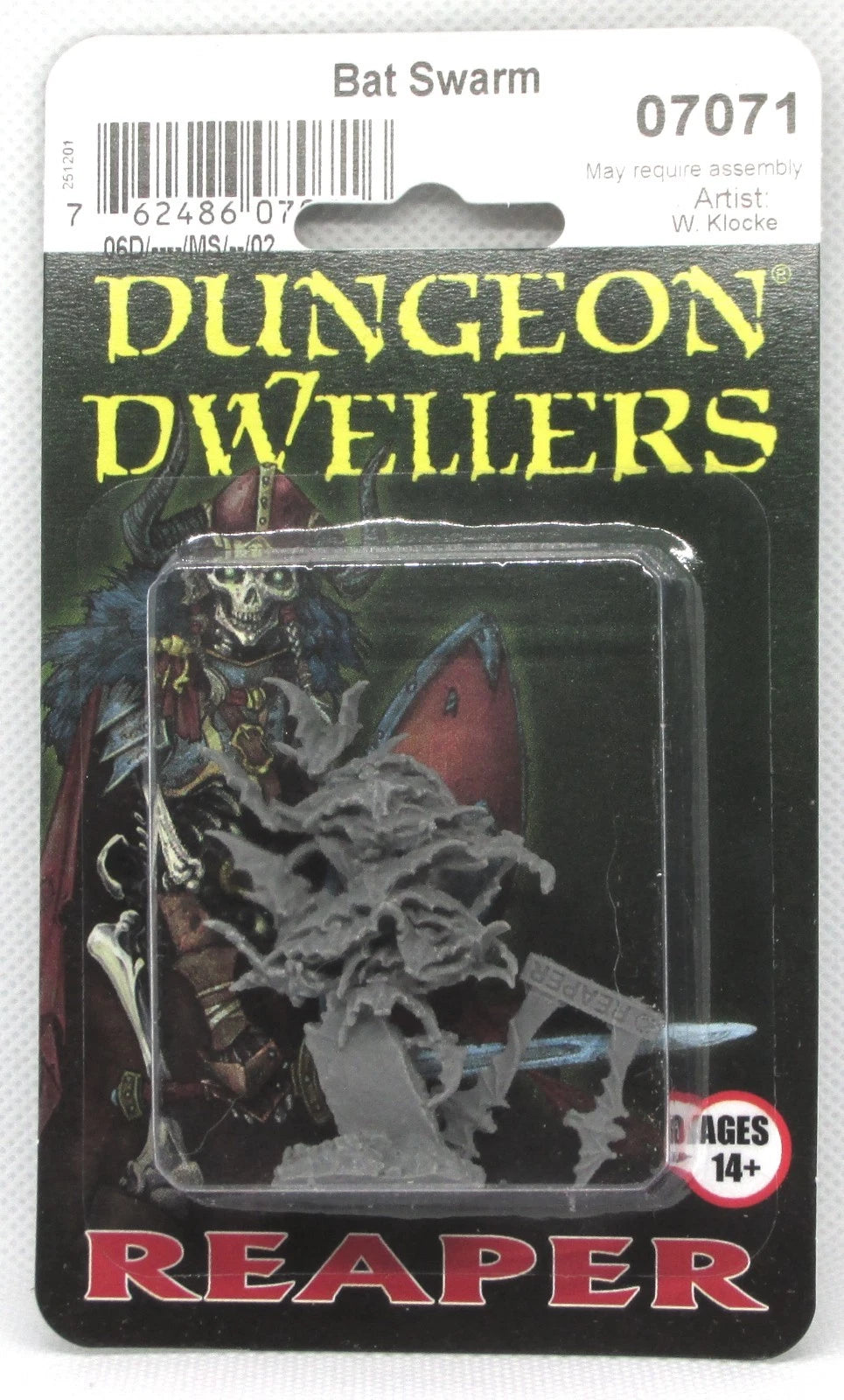 Unpainted Reaper Miniatures Bat Swarm 07071 in Dungeon Dwellers blister packaging.