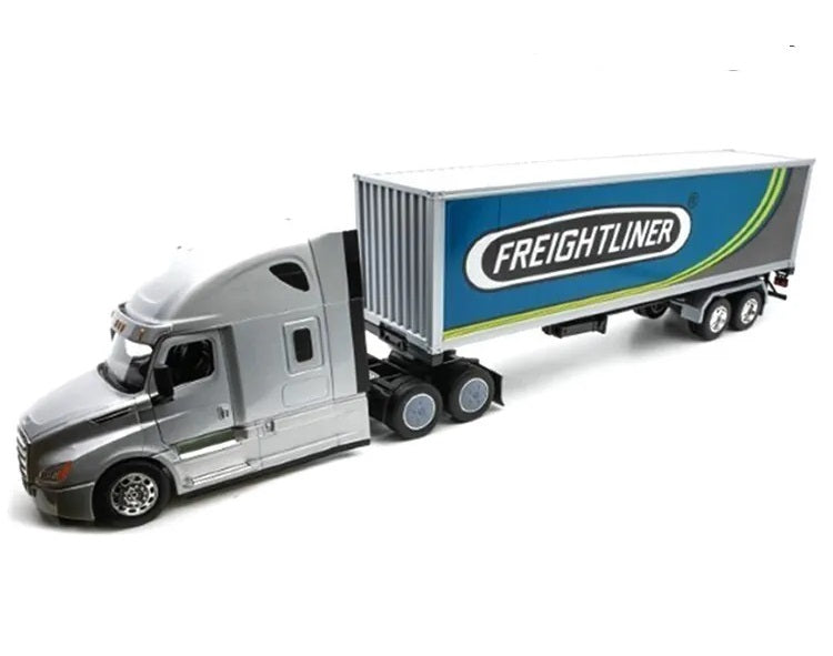 Freightliner Cascadia Sleeper Cab (Silver) with Container Van (Gray) 1:32 Scale Model