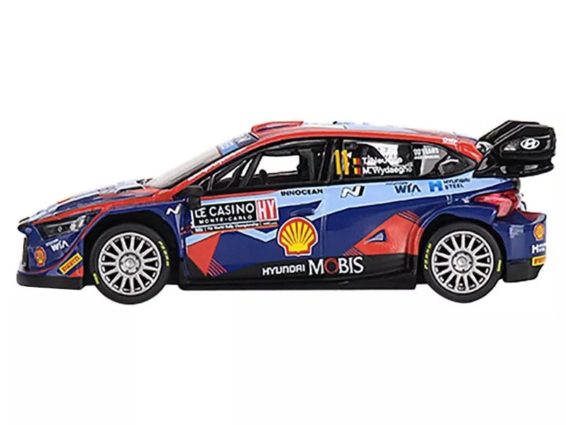 Hyundai i20 N Rally1 Hybrid #11 2023 Rally Monte Carlo 3rd Place 1:64 Scale Diecast Car Left Side View